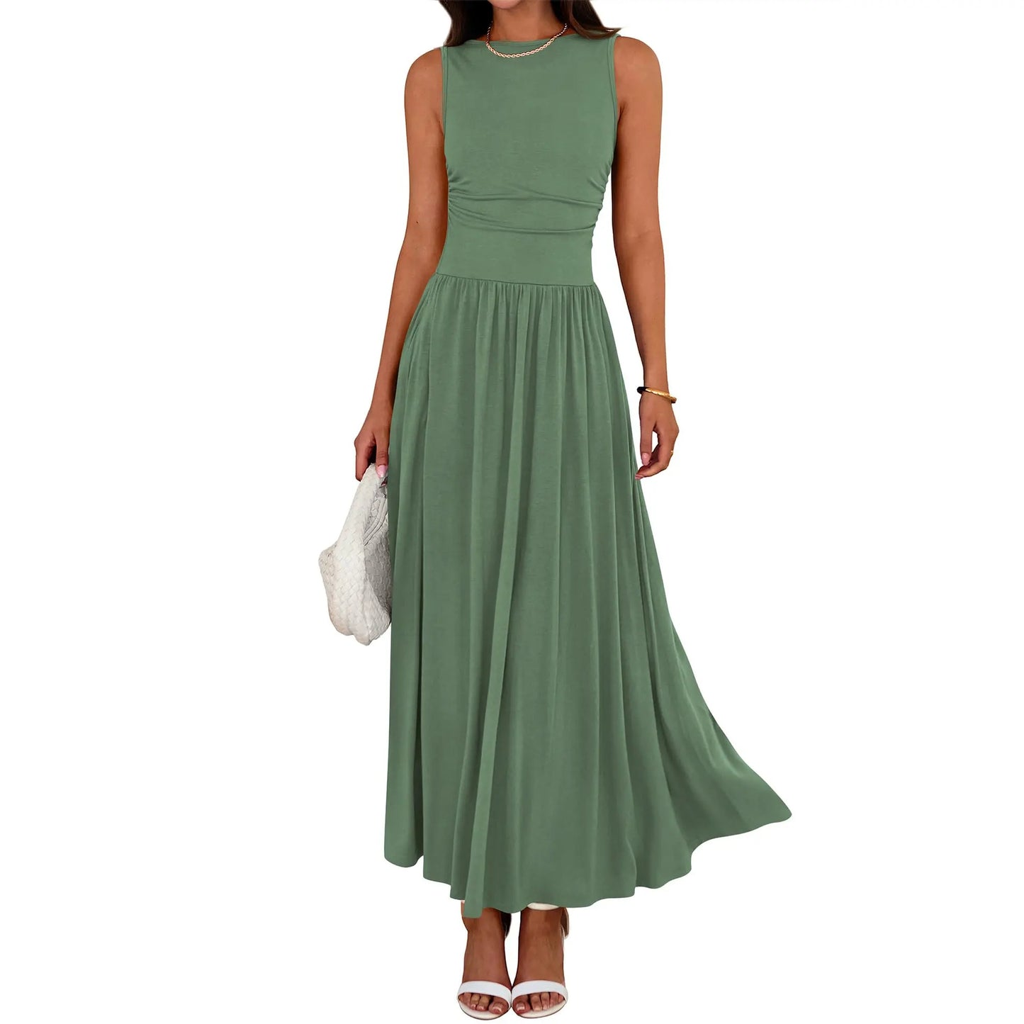 SALAZIA High Waisted Long Sundress Flowy Beach Dresses