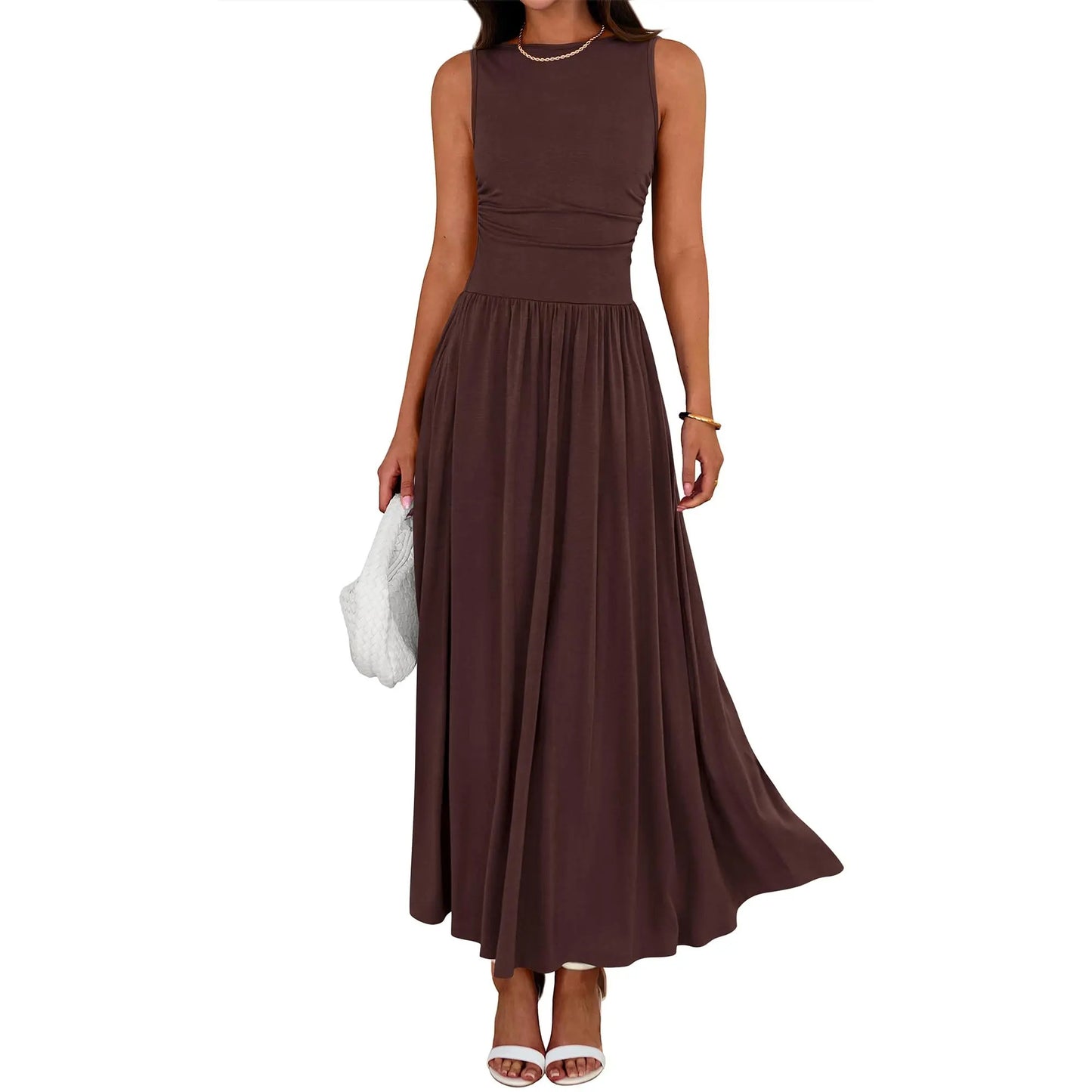 SALAZIA High Waisted Long Sundress Flowy Beach Dresses