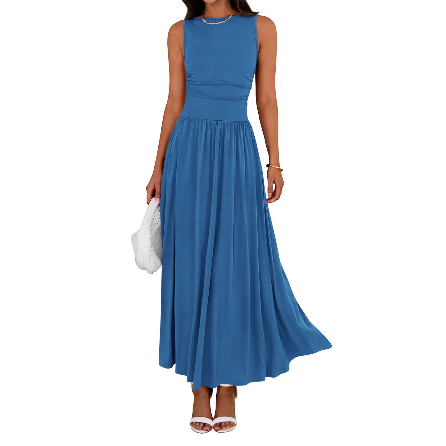 SALAZIA High Waisted Long Sundress Flowy Beach Dresses