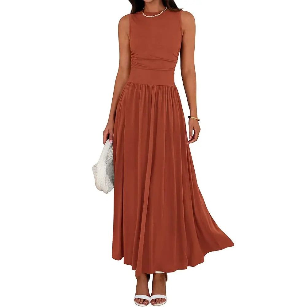 SALAZIA High Waisted Long Sundress Flowy Beach Dresses