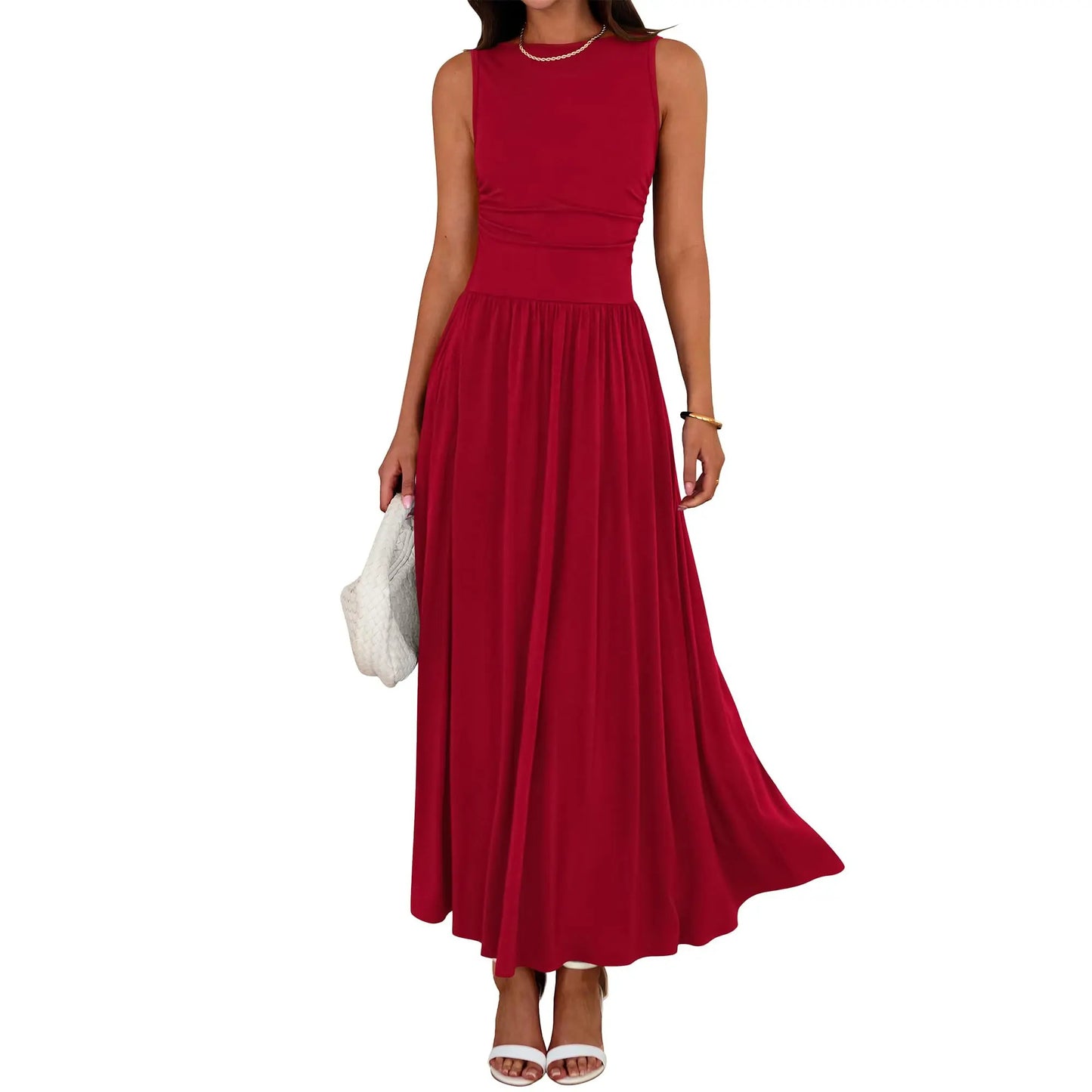 SALAZIA High Waisted Long Sundress Flowy Beach Dresses