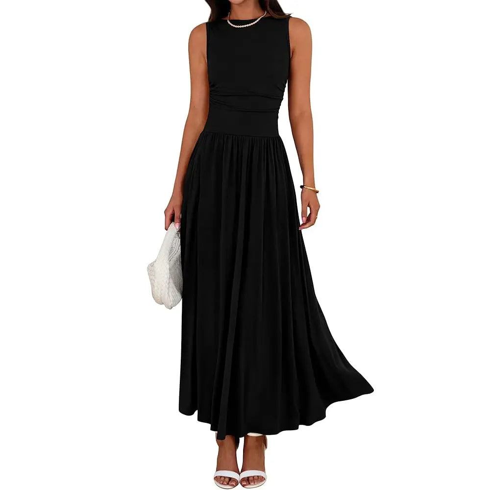 SALAZIA High Waisted Long Sundress Flowy Beach Dresses