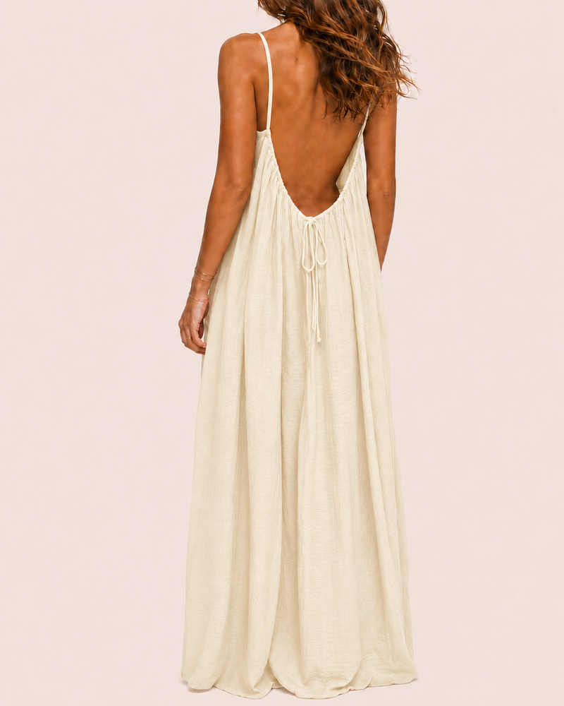 SALAZIA Women's Solid Color Sleeveless Cami Lounge Maxi Sleepwear Dress