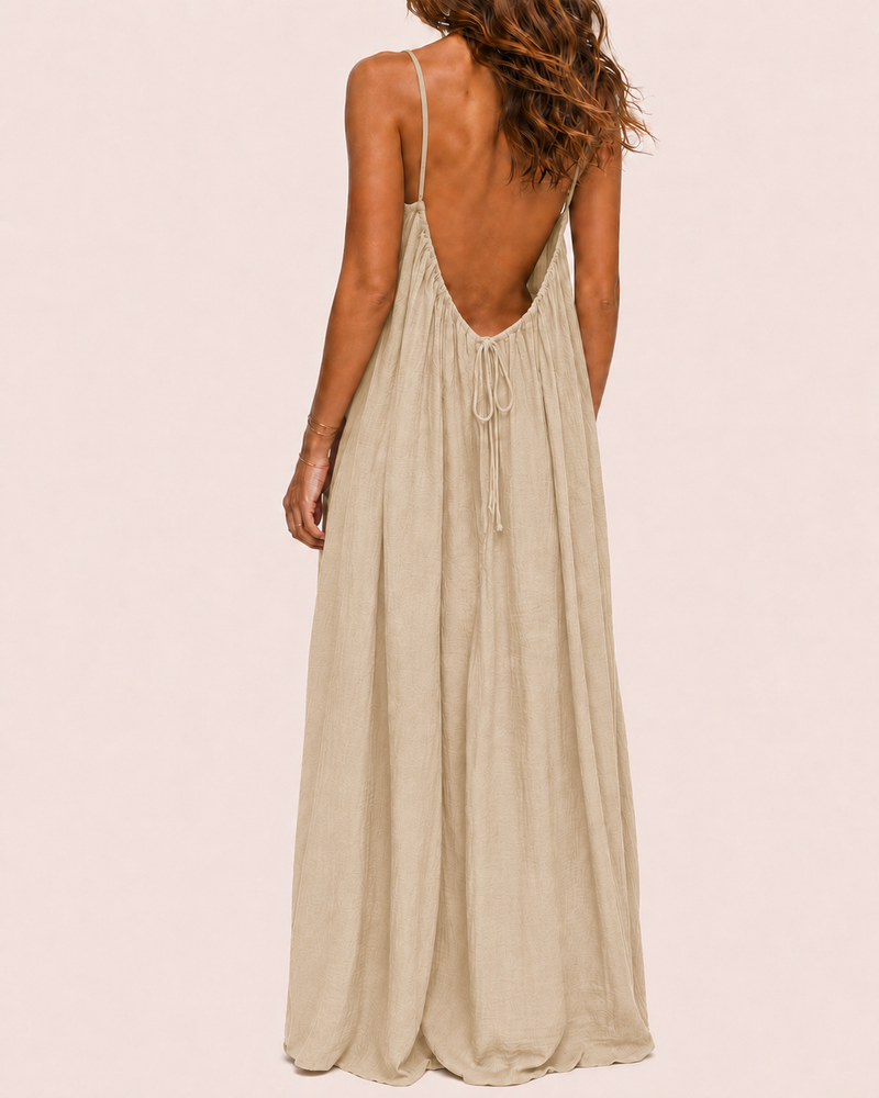 SALAZIA Women's Solid Color Sleeveless Cami Lounge Maxi Sleepwear Dress