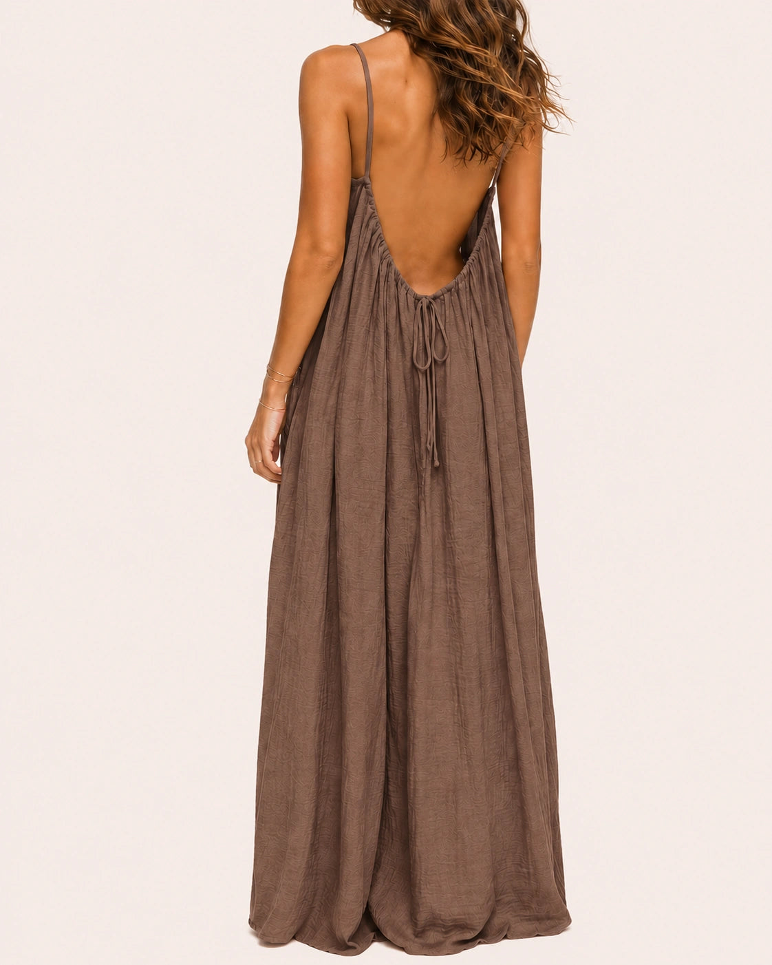 SALAZIA Women's Solid Color Sleeveless Cami Lounge Maxi Sleepwear Dress