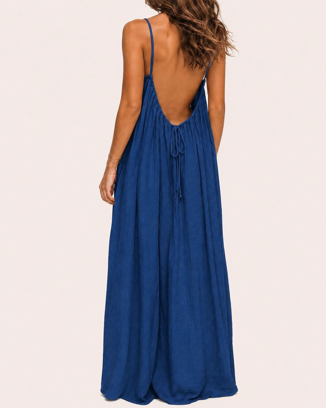 SALAZIA Women's Solid Color Sleeveless Cami Lounge Maxi Sleepwear Dress