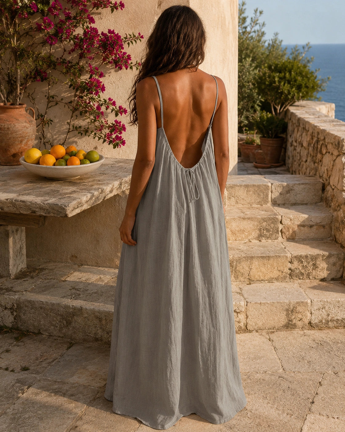 SALAZIA Women's Solid Color Sleeveless Cami Lounge Maxi Sleepwear Dress