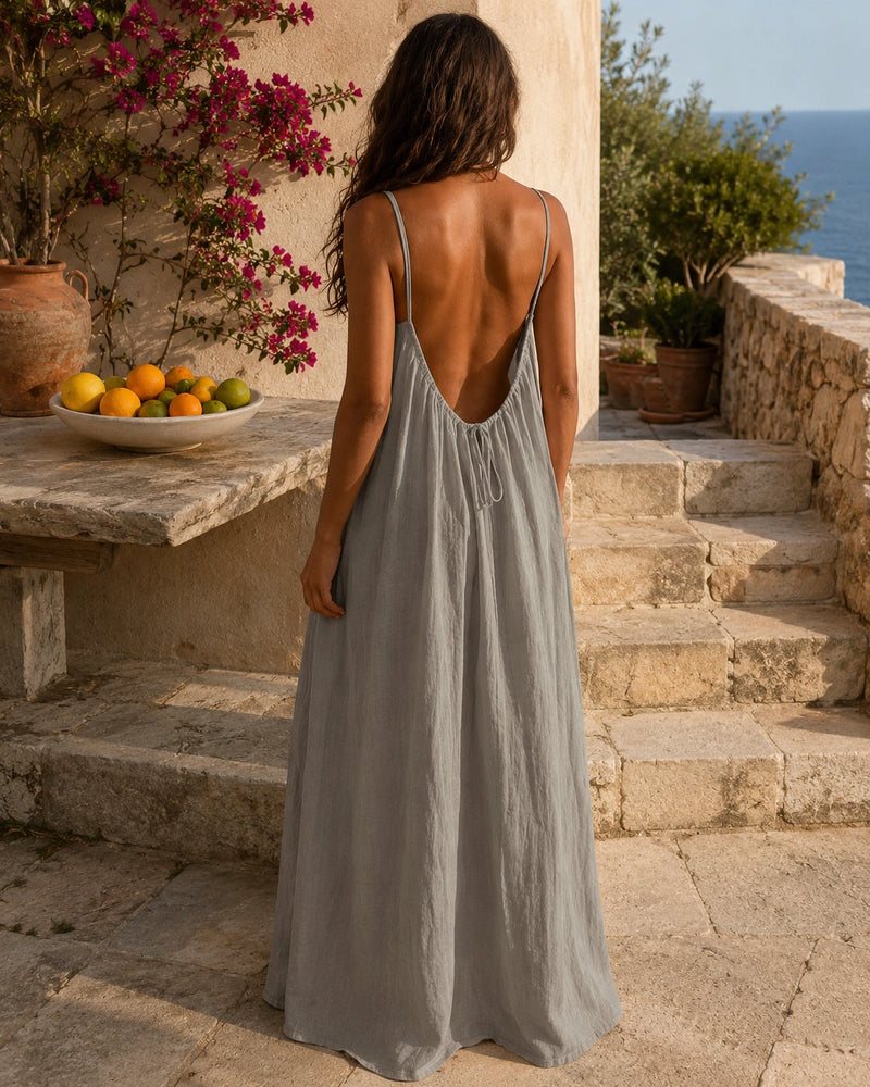 SALAZIA Women's Solid Color Sleeveless Cami Lounge Maxi Sleepwear Dress