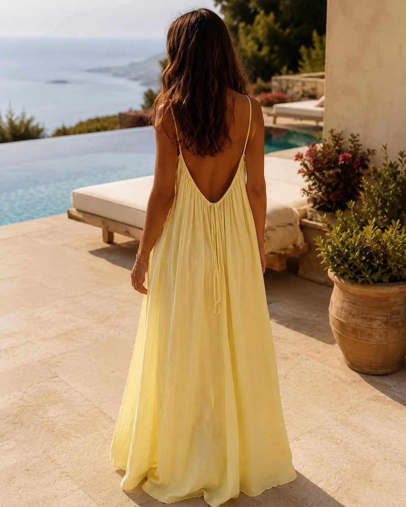 SALAZIA Women's Solid Color Sleeveless Cami Lounge Maxi Sleepwear Dress