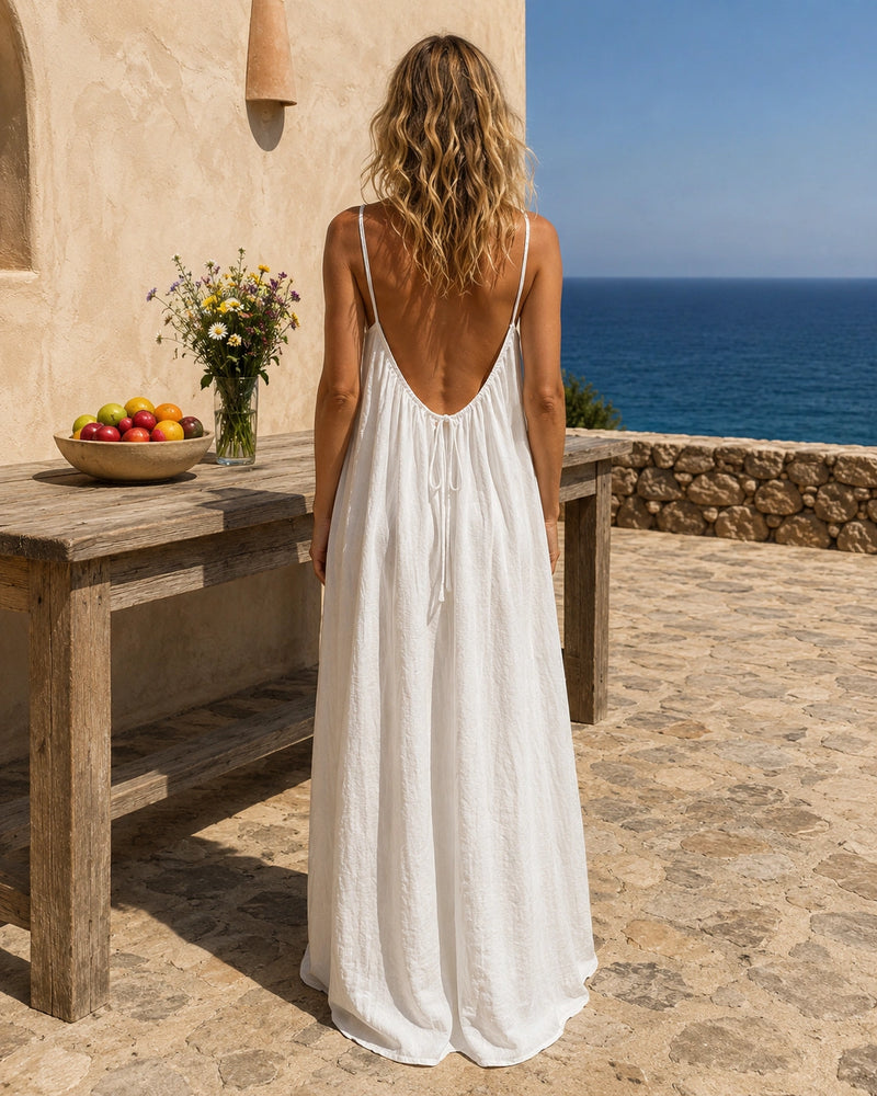 SALAZIA Women's Solid Color Sleeveless Cami Lounge Maxi Sleepwear Dress