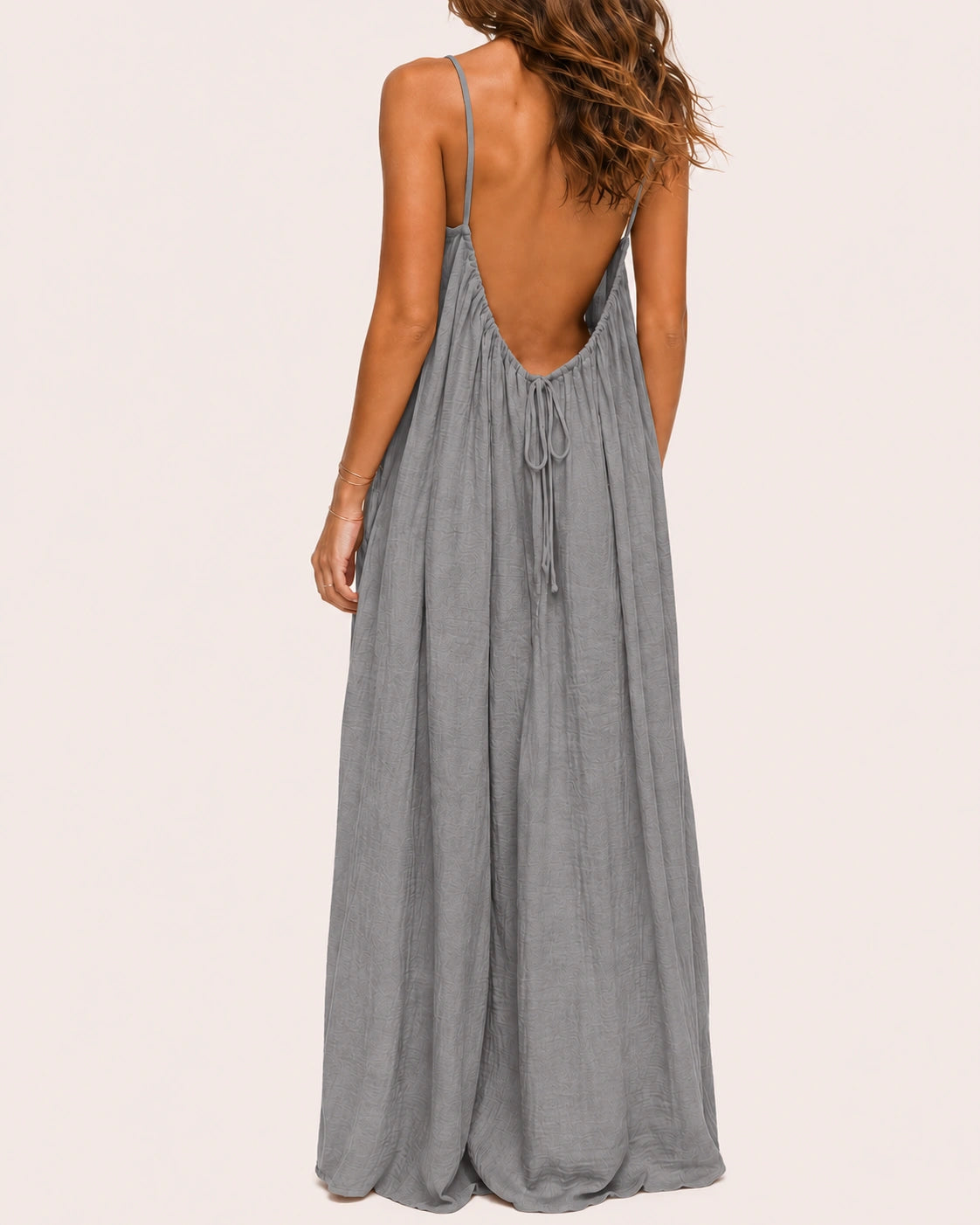 SALAZIA Women's Solid Color Sleeveless Cami Lounge Maxi Sleepwear Dress