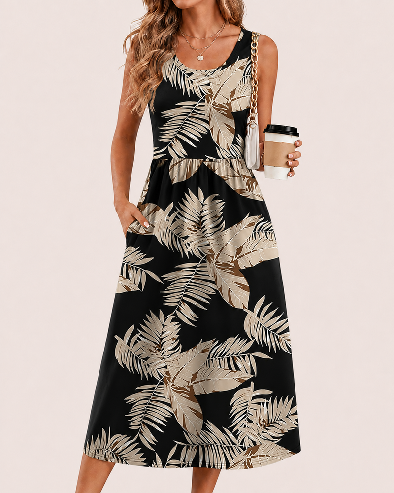 SALAZIA Women’s Flowy Sleeveless Pockets Midi Dresses