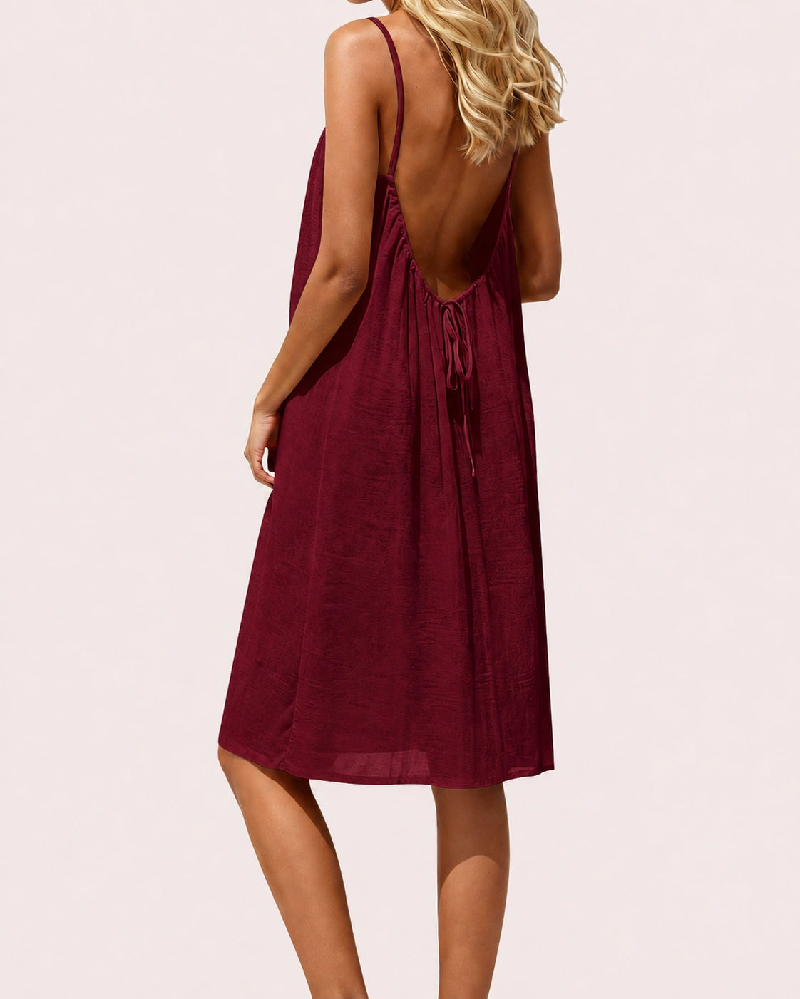 SALAZIA Women's Solid Color Sleeveless Cami Knee-Length Summer Lounge Sleepwear Dress