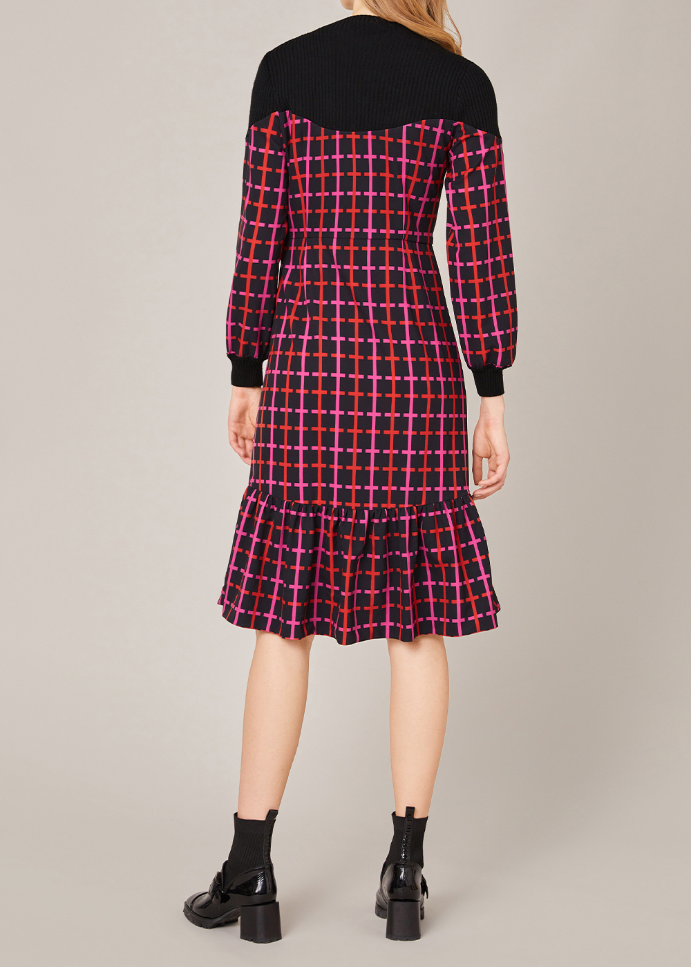 SALAZIA Neon Grid Long-Sleeve Dresses
