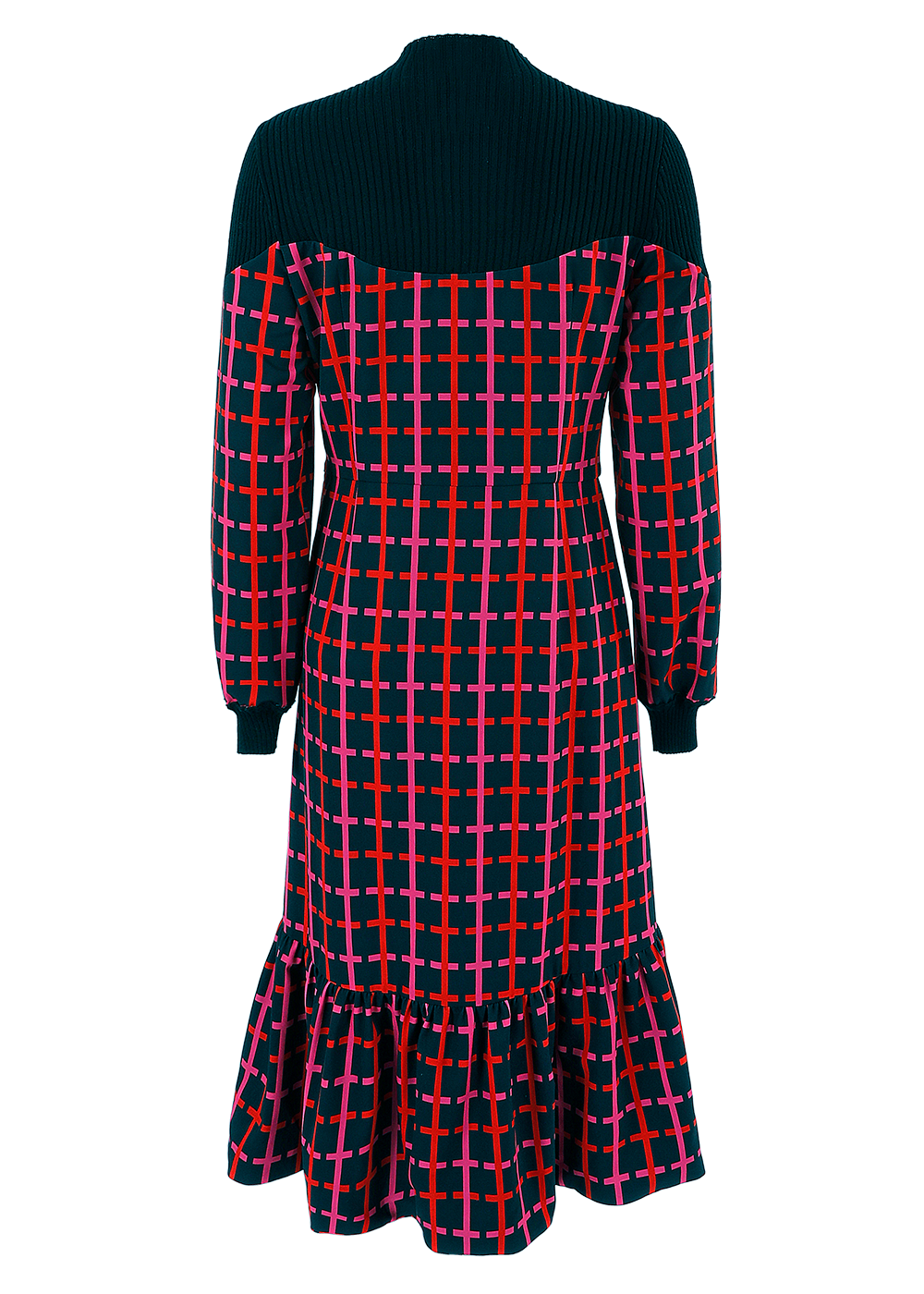 SALAZIA Neon Grid Long-Sleeve Dresses