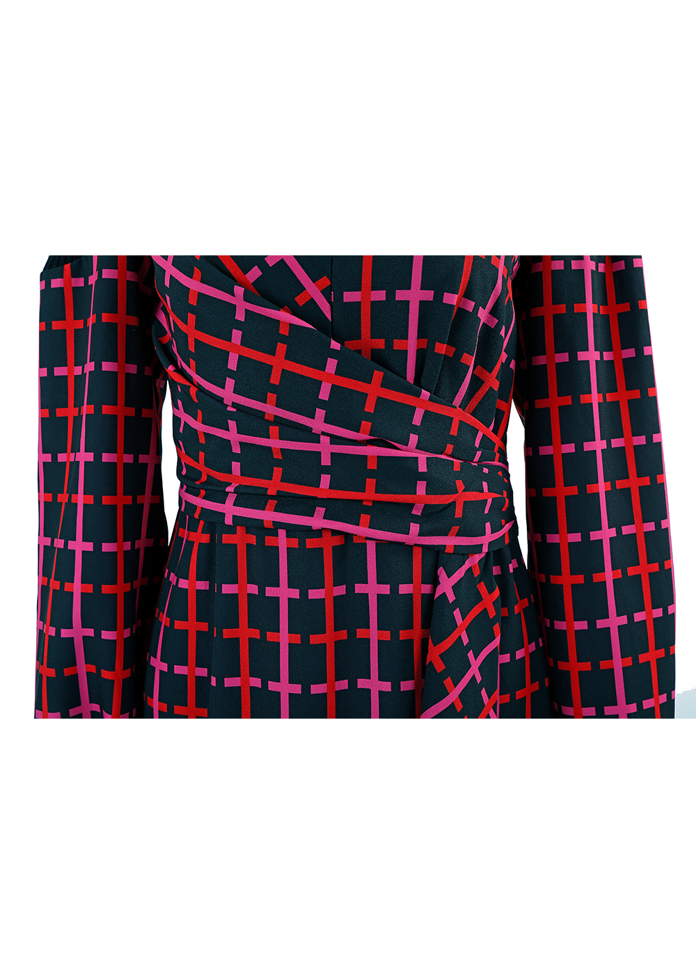 SALAZIA Neon Grid Long-Sleeve Dresses