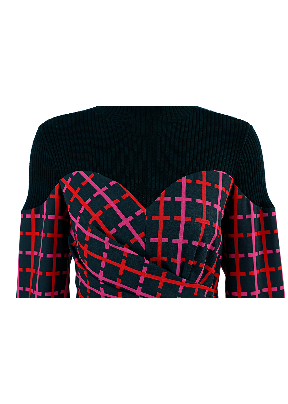 SALAZIA Neon Grid Long-Sleeve Dresses