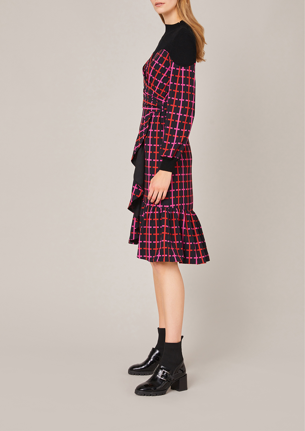 SALAZIA Neon Grid Long-Sleeve Dresses