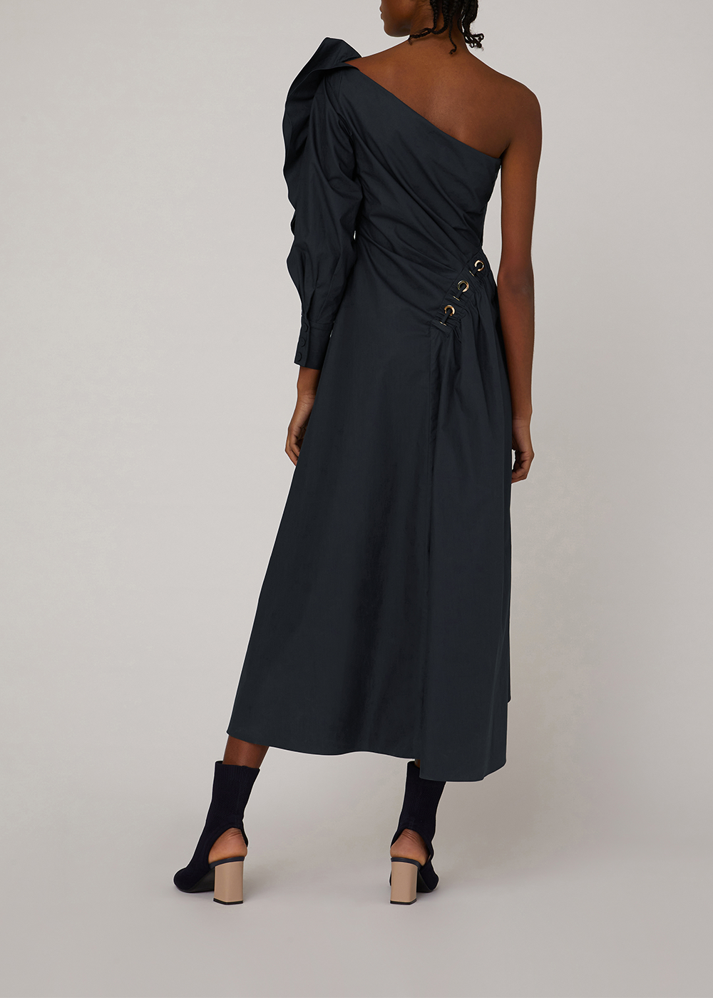 SALAZIA Midnight Blue Cotton Asymmetric Dresses