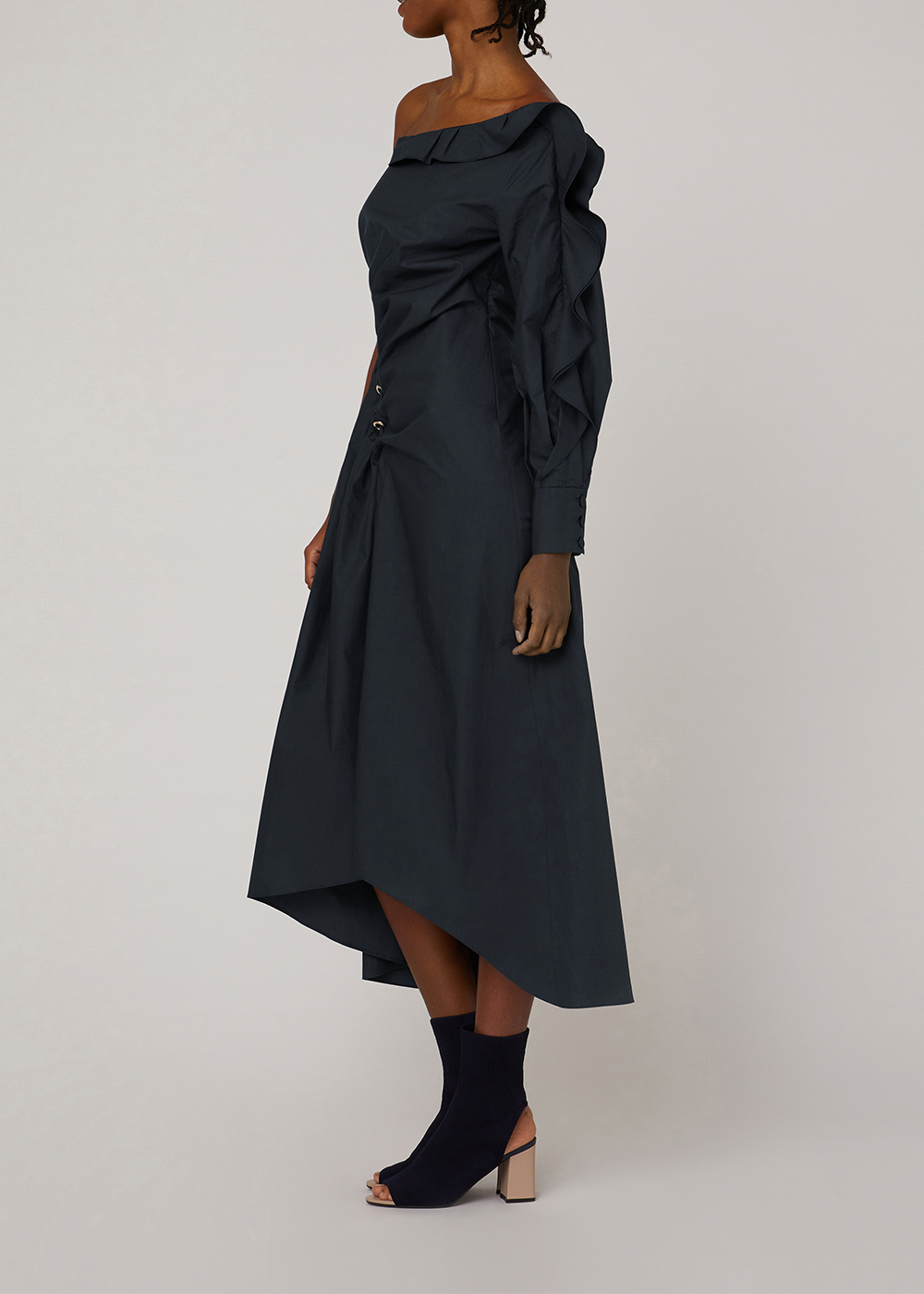 SALAZIA Midnight Blue Cotton Asymmetric Dresses