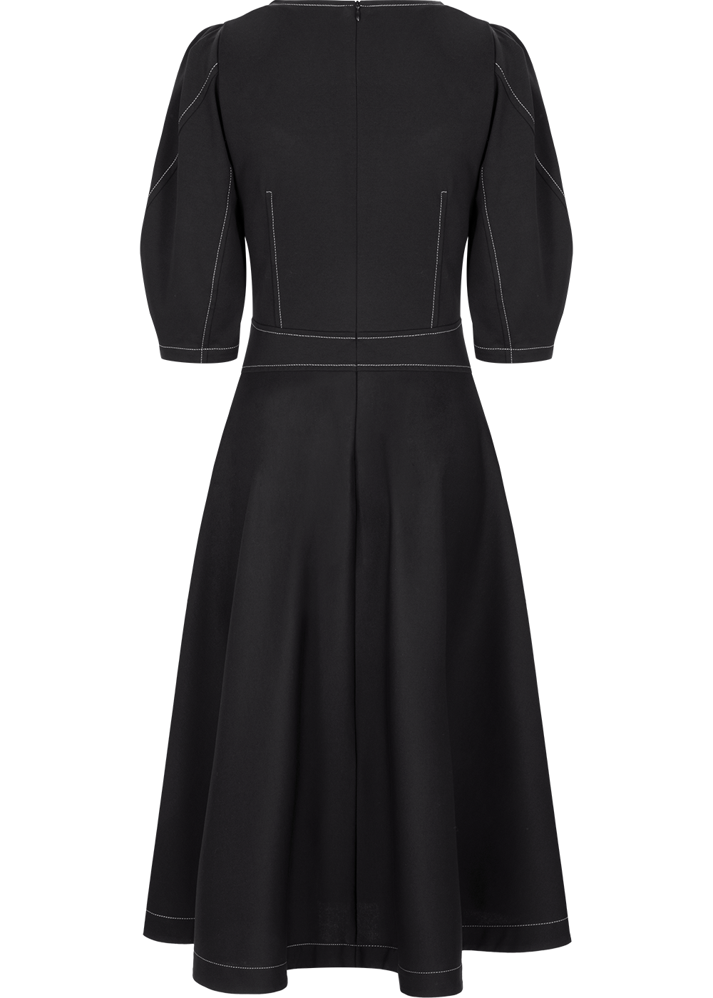 SALAZIA Black Cotton-Polyester Blend Short-Sleeve Dresses