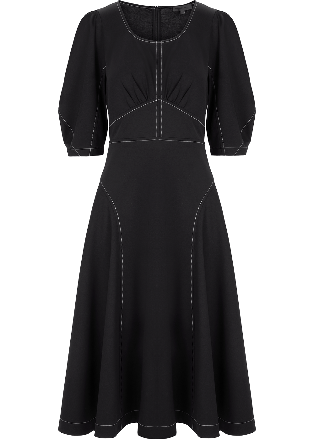 SALAZIA Black Cotton-Polyester Blend Short-Sleeve Dresses