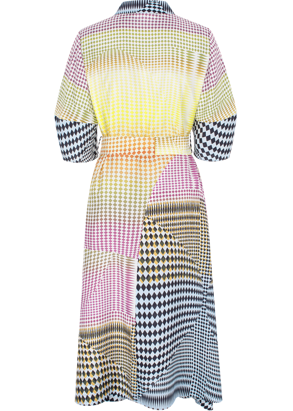 SALAZIA Yellow-Pink-Black Collage Silk Dresses