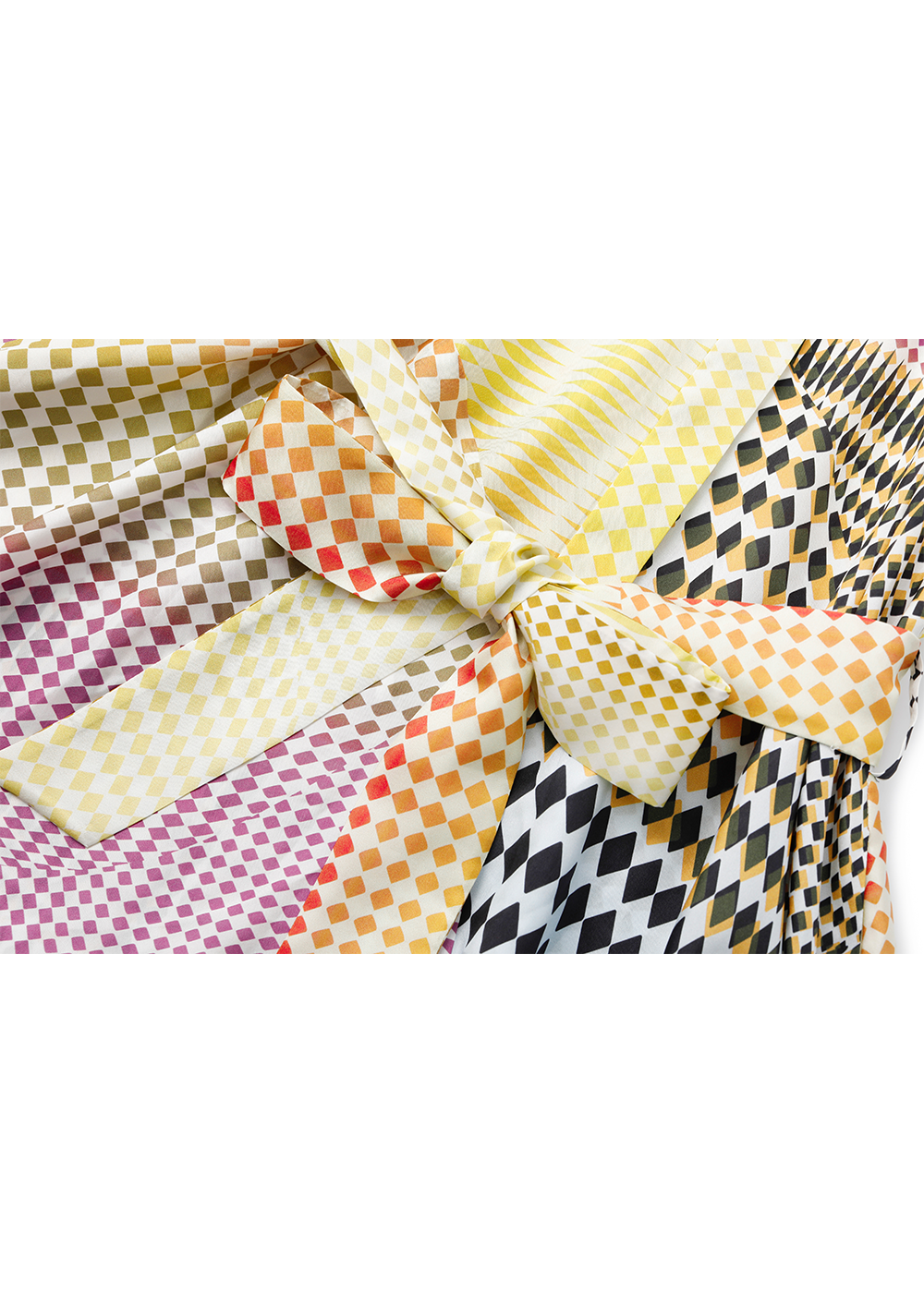 SALAZIA Yellow-Pink-Black Collage Silk Dresses
