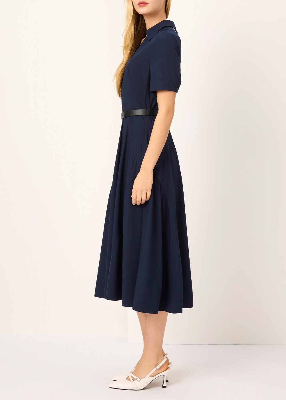 SALAZIA Deep Blue Viscose Blend Short-Sleeve Dresses