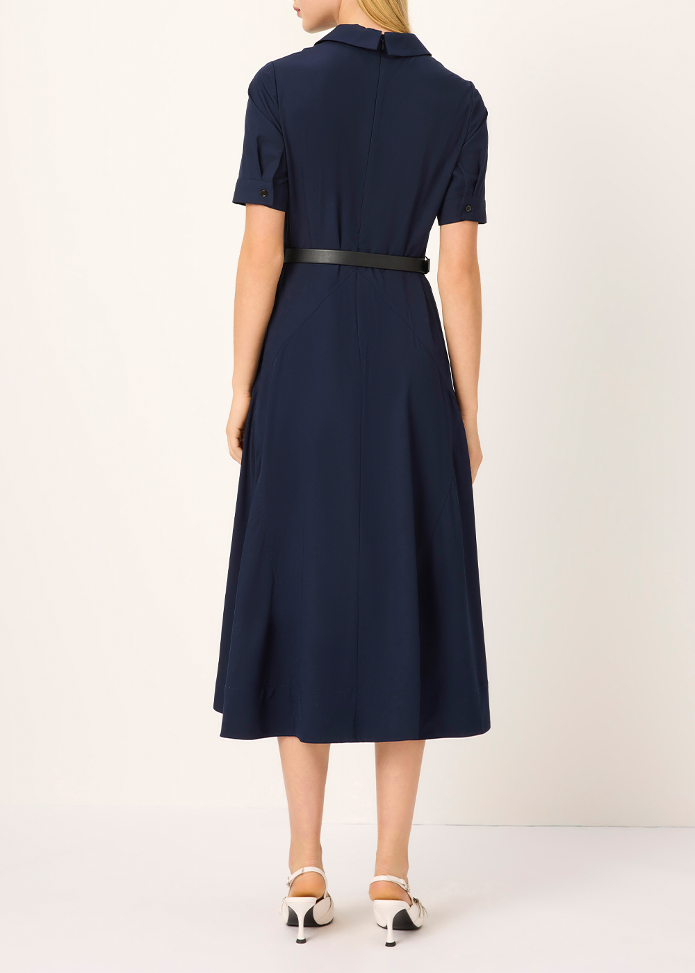 SALAZIA Deep Blue Viscose Blend Short-Sleeve Dresses