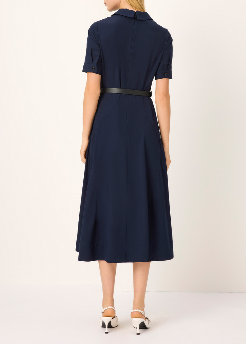 SALAZIA Deep Blue Viscose Blend Short-Sleeve Dresses