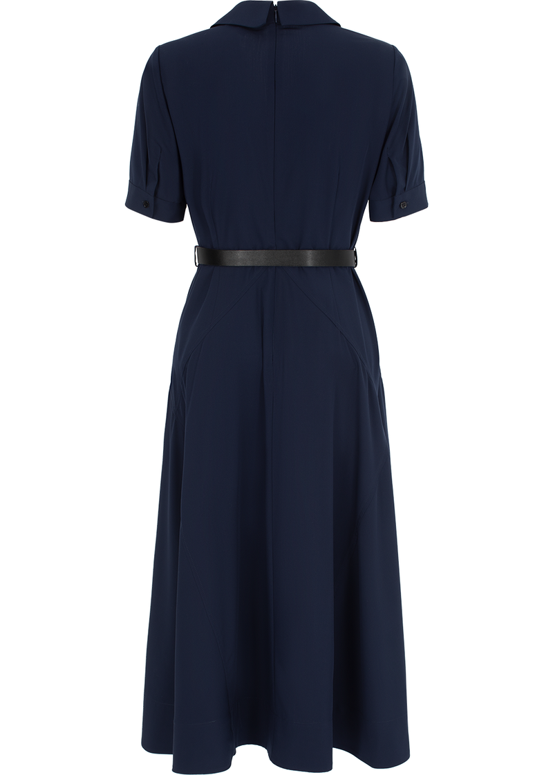 SALAZIA Deep Blue Viscose Blend Short-Sleeve Dresses
