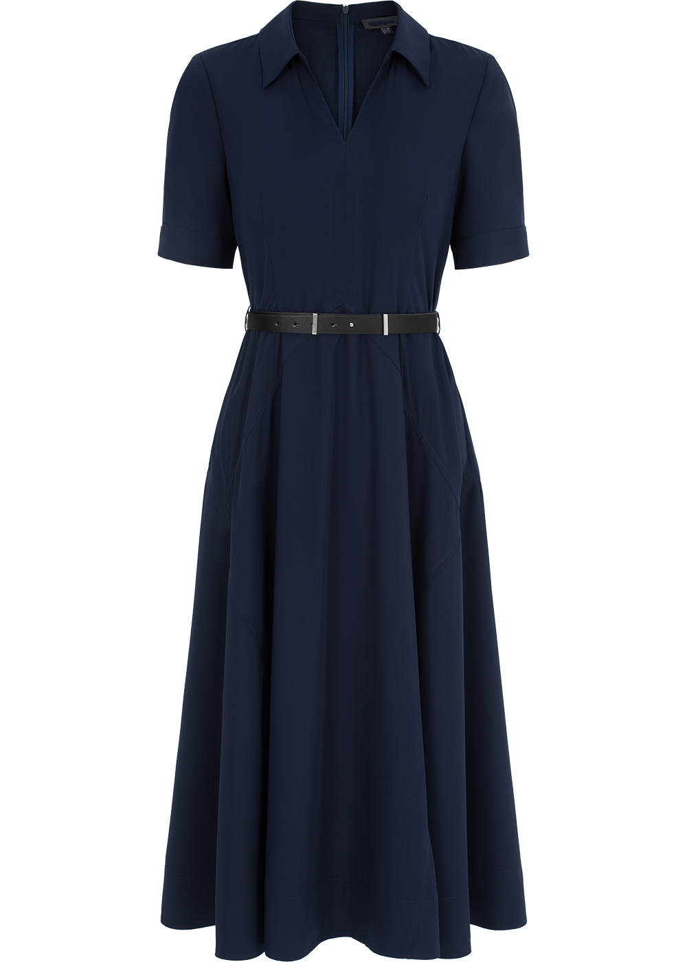 SALAZIA Deep Blue Viscose Blend Short-Sleeve Dresses