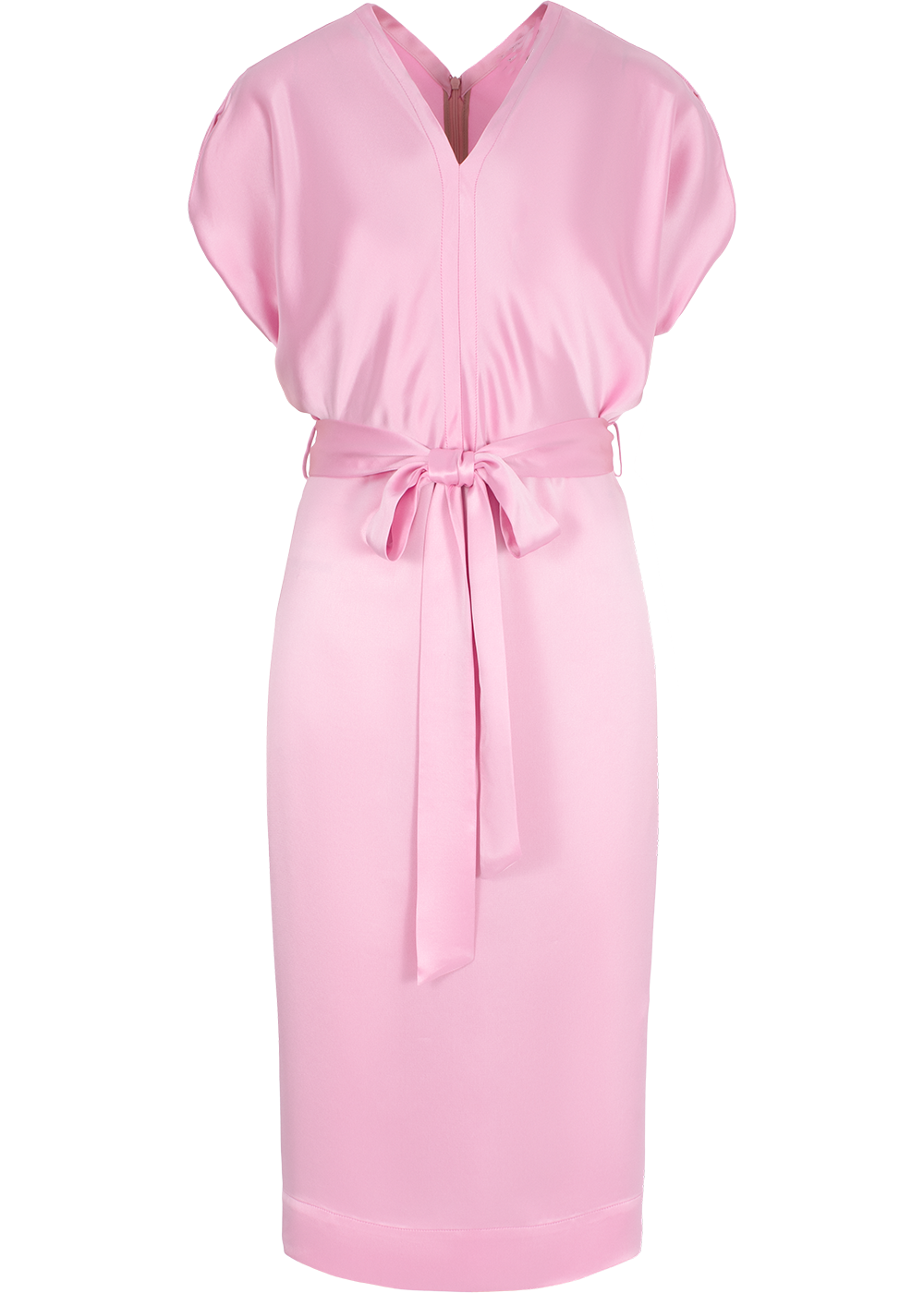 SALAZIA Sakura Pink Acrylic Blend Short-Sleeve Dresses