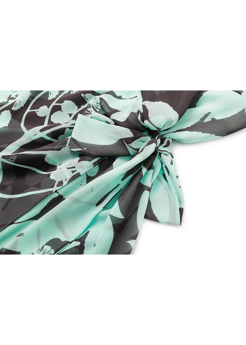 SALAZIA Blue-Brown Tree Shadow Print Dresses
