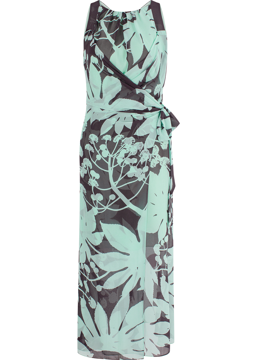 SALAZIA Blue-Brown Tree Shadow Print Dresses