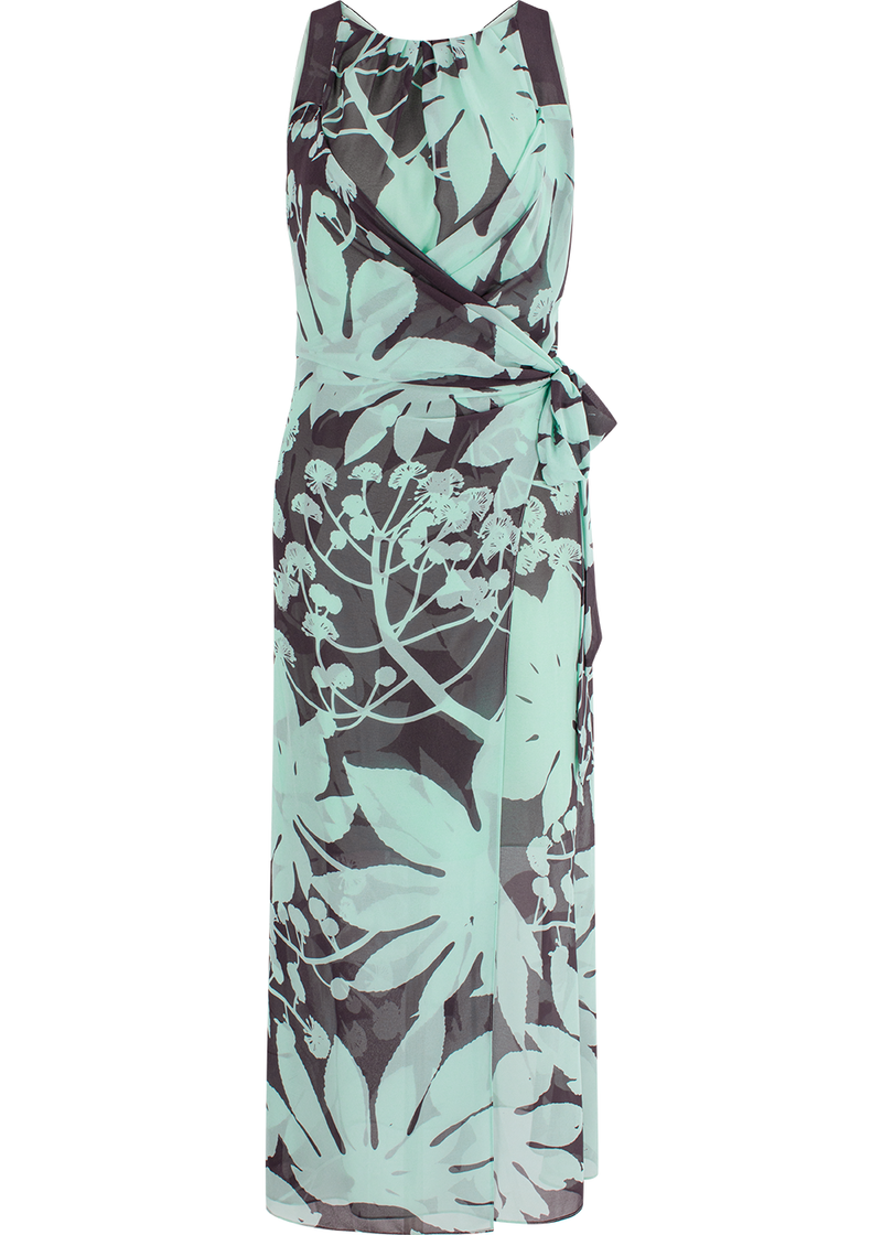 SALAZIA Blue-Brown Tree Shadow Print Dresses