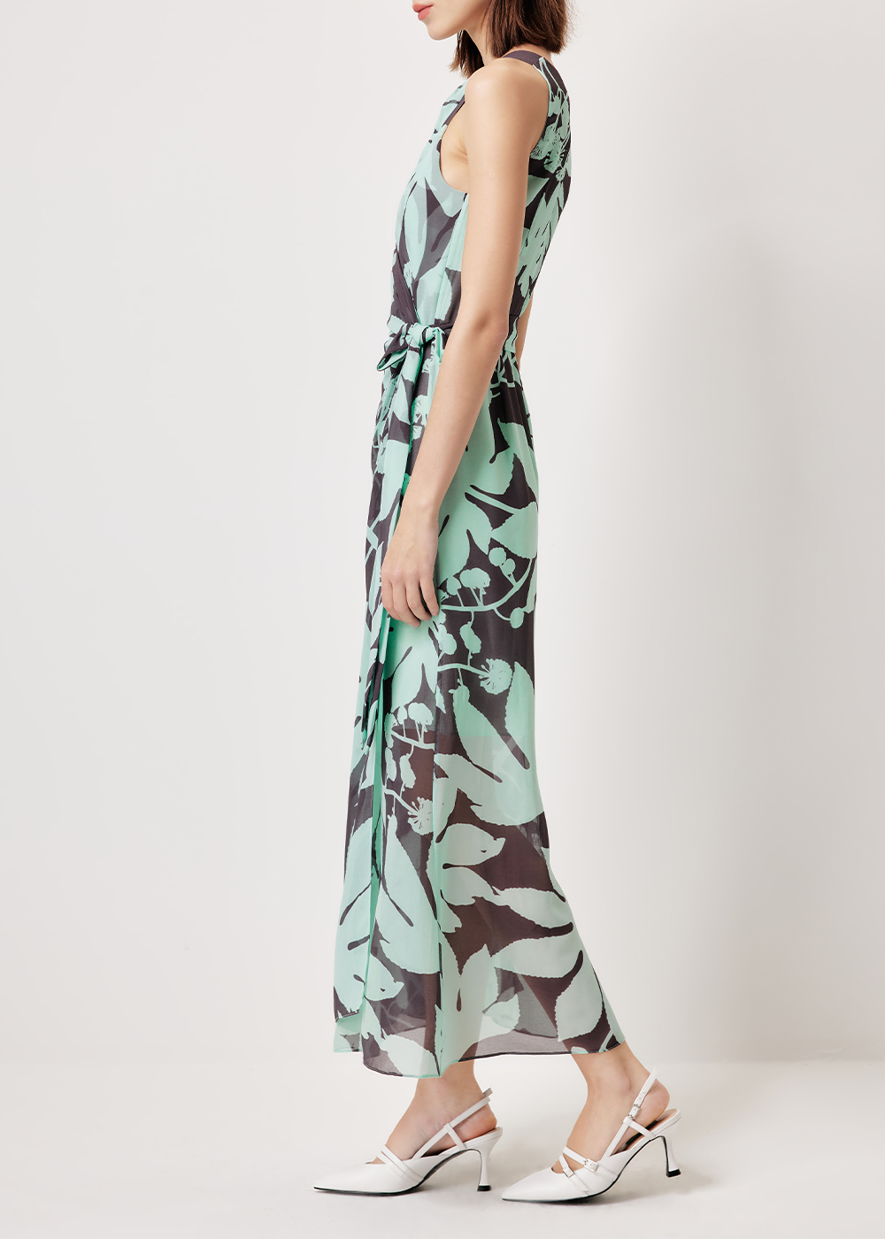SALAZIA Blue-Brown Tree Shadow Print Dresses