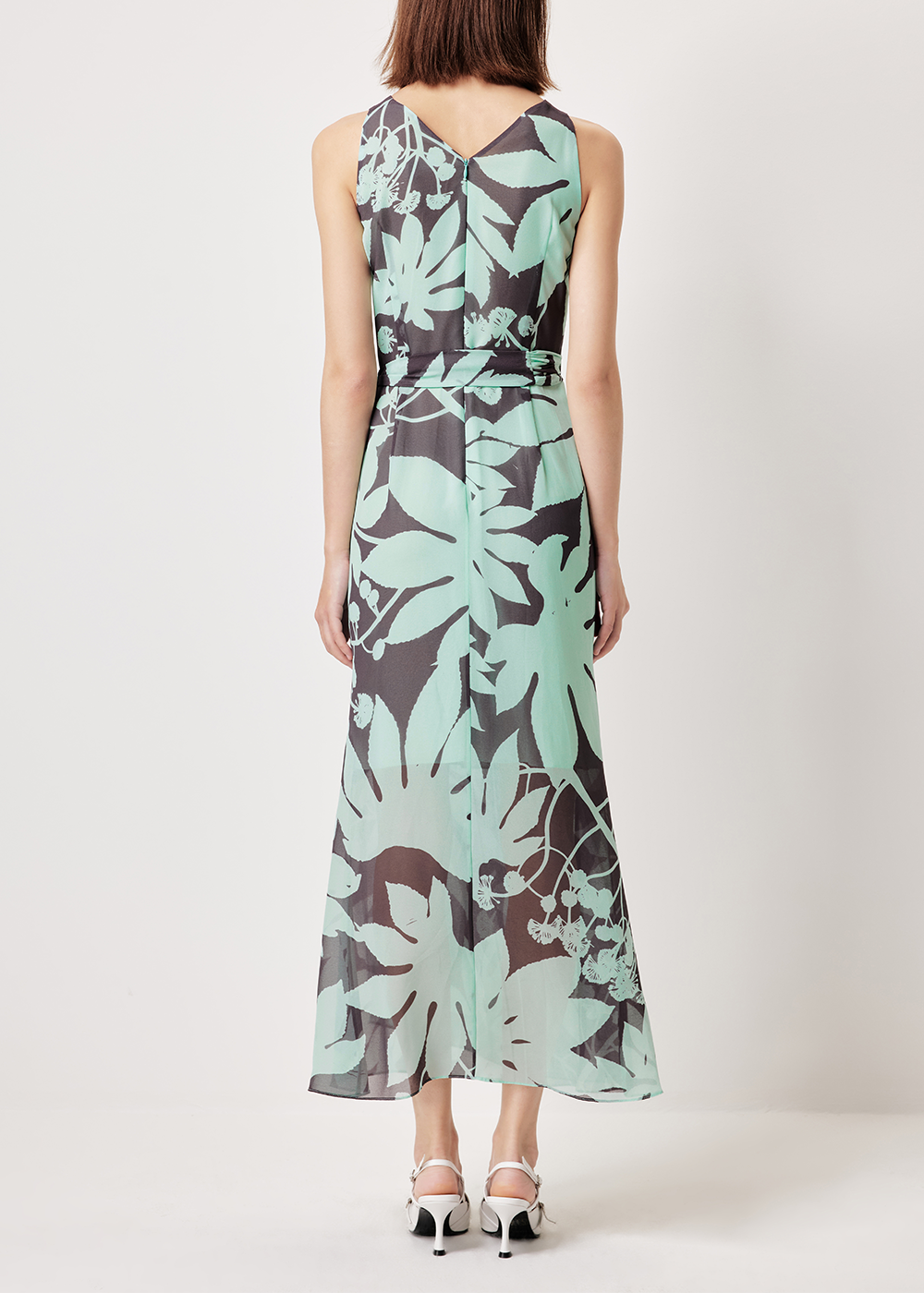 SALAZIA Blue-Brown Tree Shadow Print Dresses