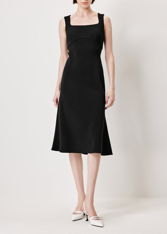 SALAZIA Black Triacetate Blend Long-Sleeve Dresses