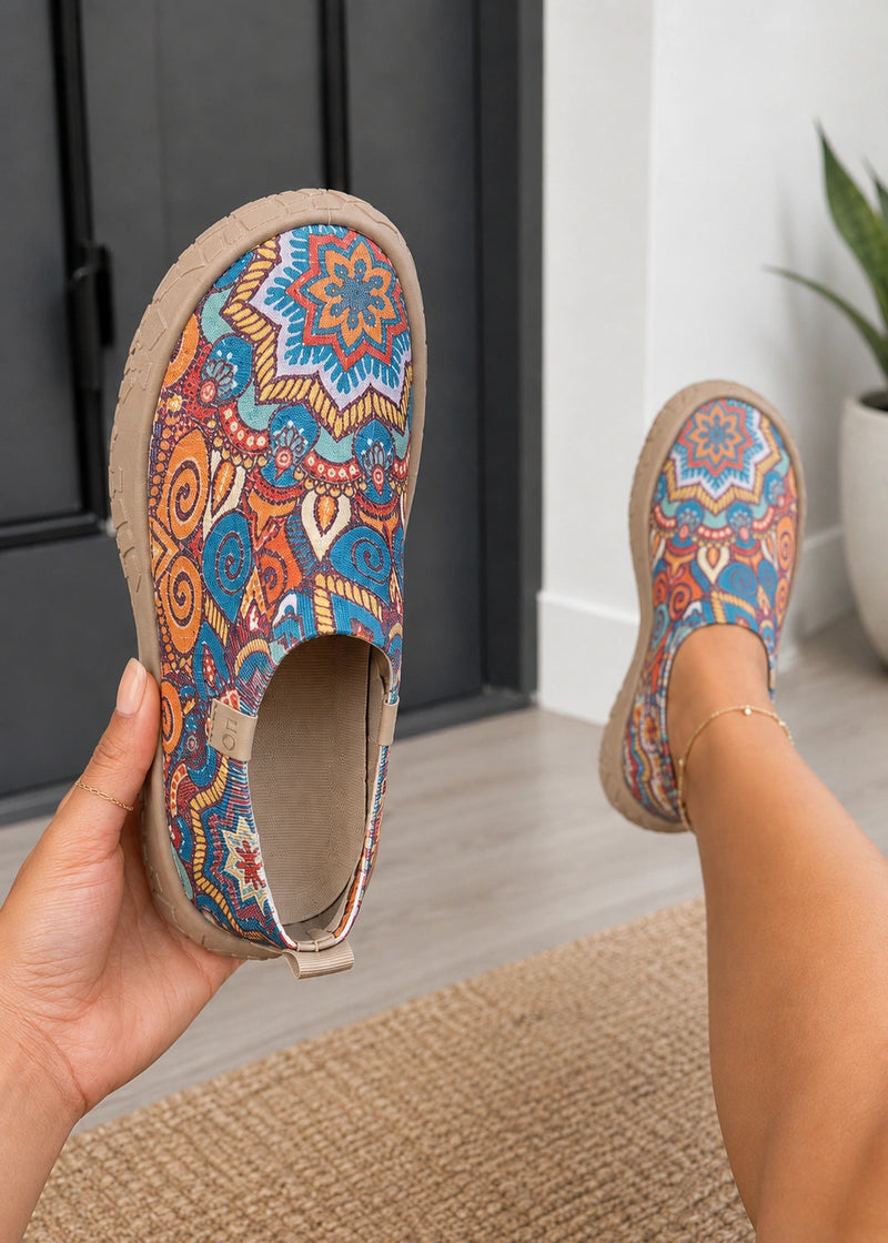 SALAZIA Abstract Print Slip-On Platform Loafers