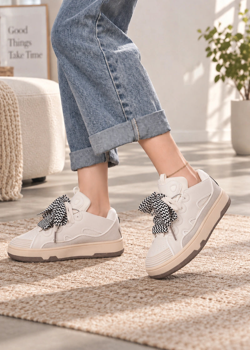 SALAZIA Colorblock Ribbon Lace-Up Sneakers