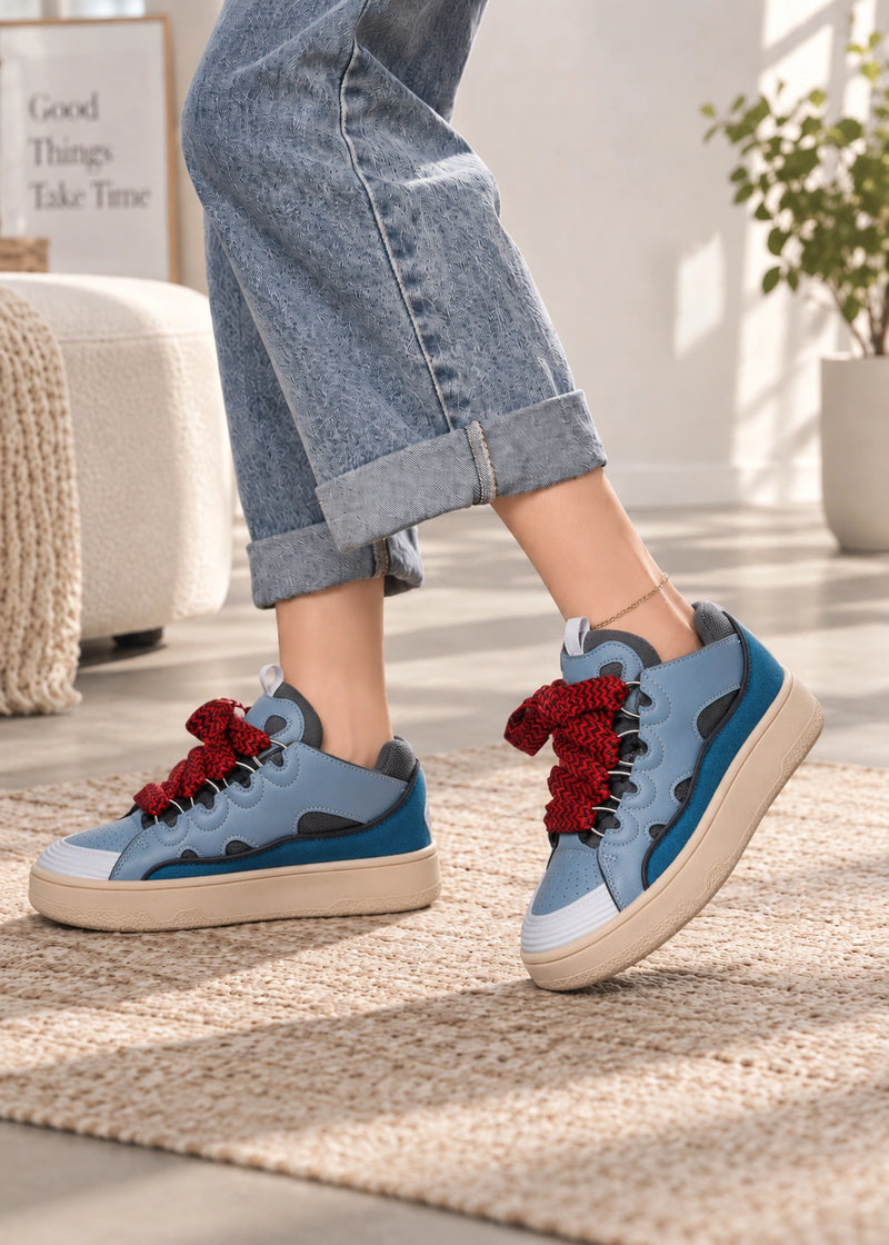 SALAZIA Colorblock Ribbon Lace-Up Sneakers