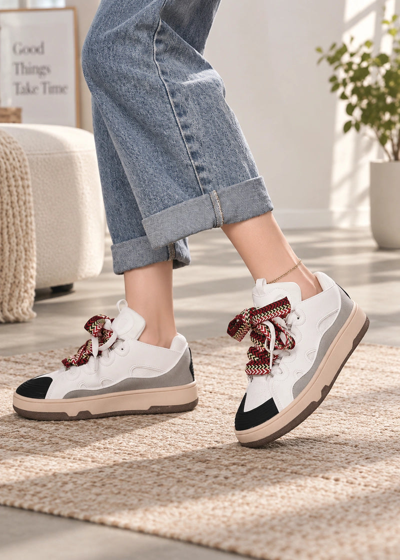 SALAZIA Colorblock Ribbon Lace-Up Sneakers