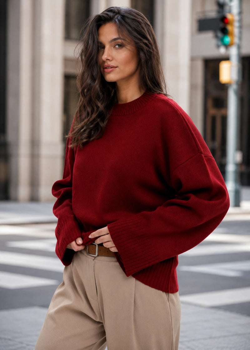 SALAZIA Crew-Neck Relaxed Cashmere-Feel Knit Sweaters