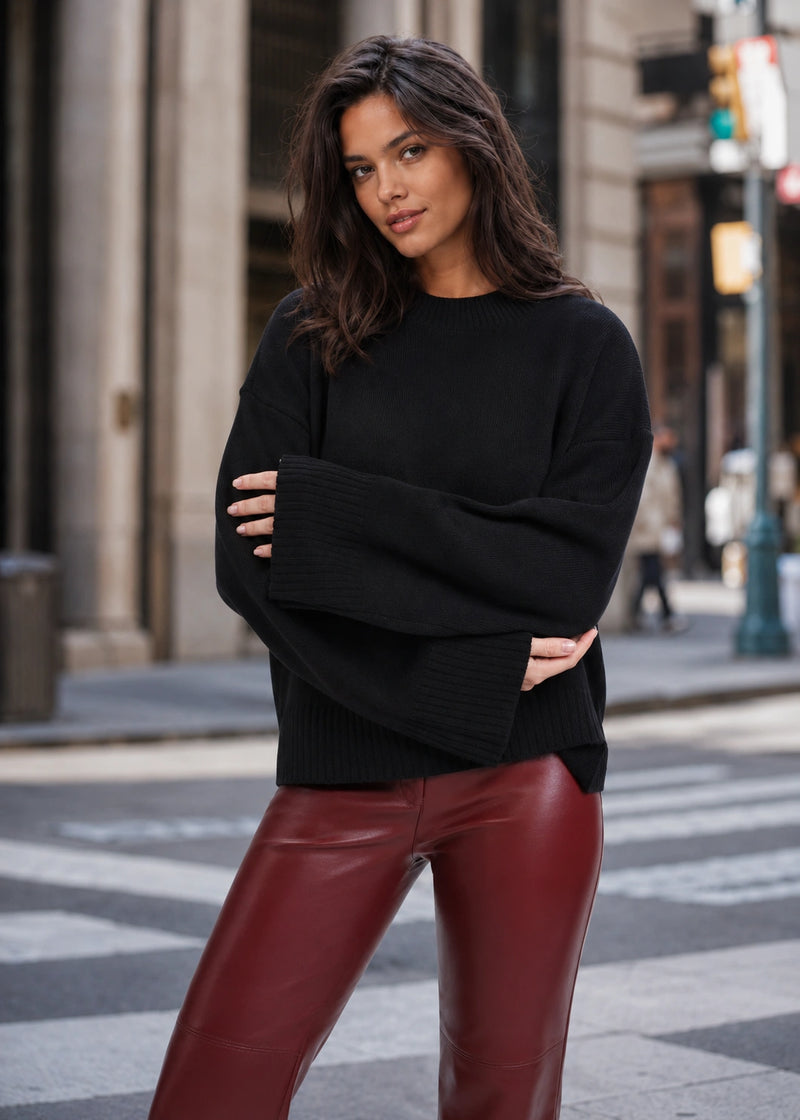 SALAZIA Crew-Neck Relaxed Cashmere-Feel Knit Sweaters