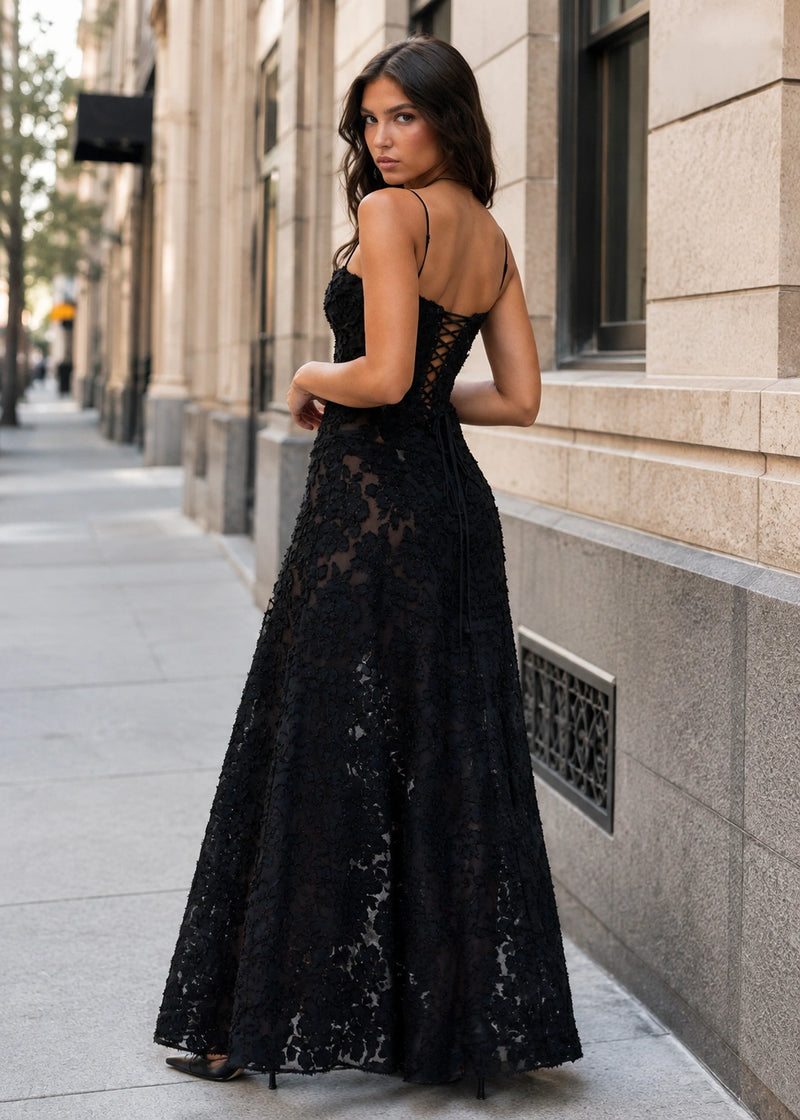 SALAZIA Floral Lace Back Maxi Dresses
