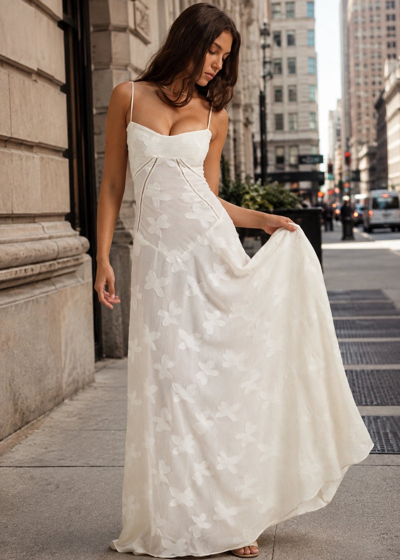 SALAZIA Floral Lace Back Maxi Dresses