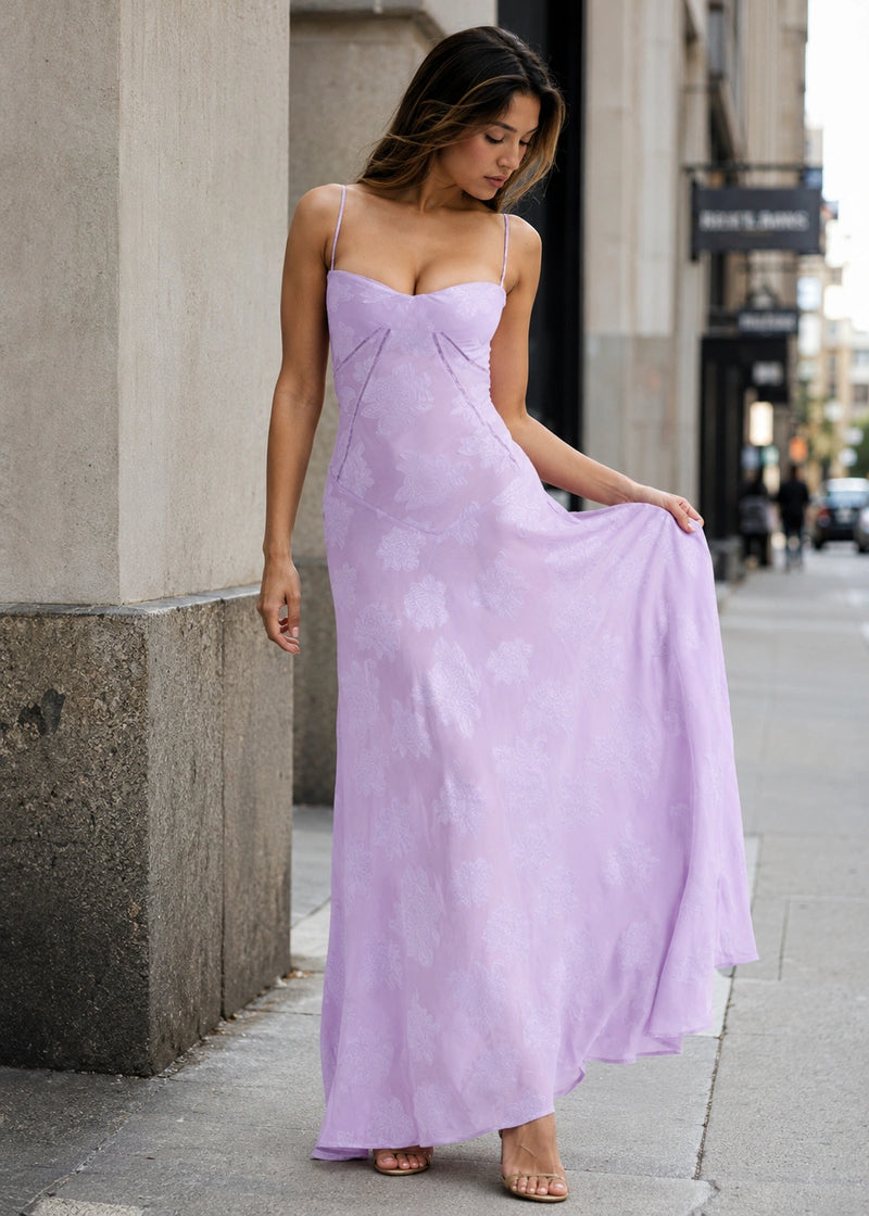 SALAZIA Floral Lace Back Maxi Dresses
