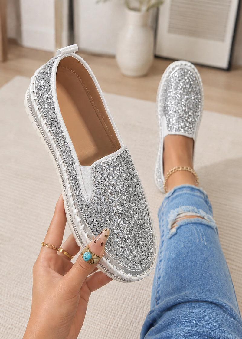 SALAZIA Glitter Slip-On Platform Flats